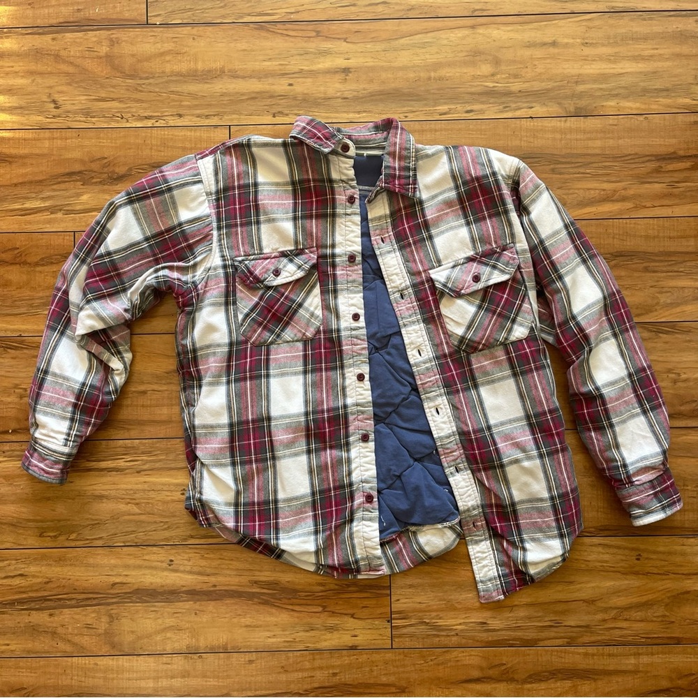 Vintage LL Bean Timberline Red Quilt Lined Flannel Shirt USA Made Men's M Reg